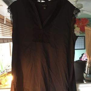 Worthington black top with short lace shoulders